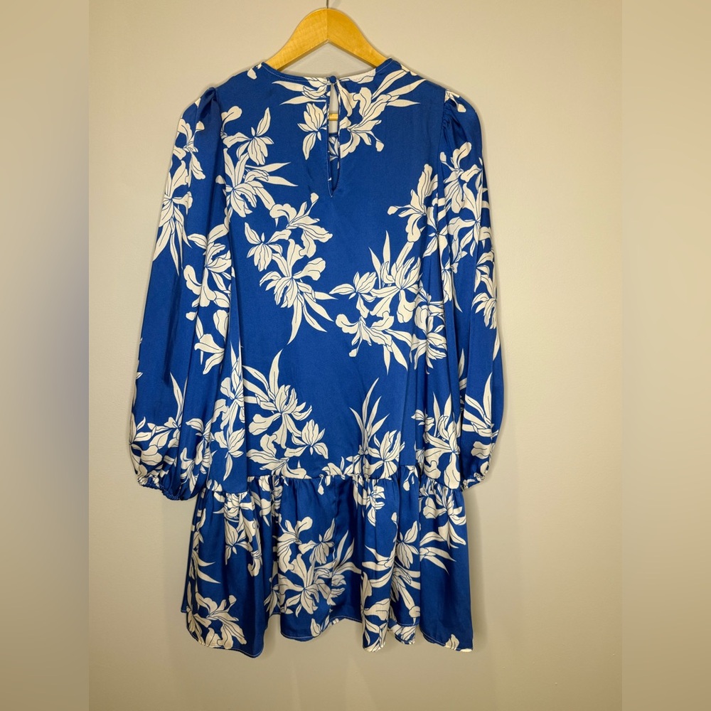Alexis x Target Blue White Floral Mini Dress Shift Long Sleeve Size M‎ - Picture 6 of 7